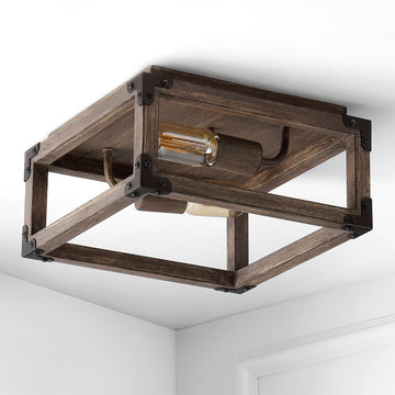 Magnolia 11.5" Iron Rustic Farmhouse LED Flush Mount - JONATHAN Y